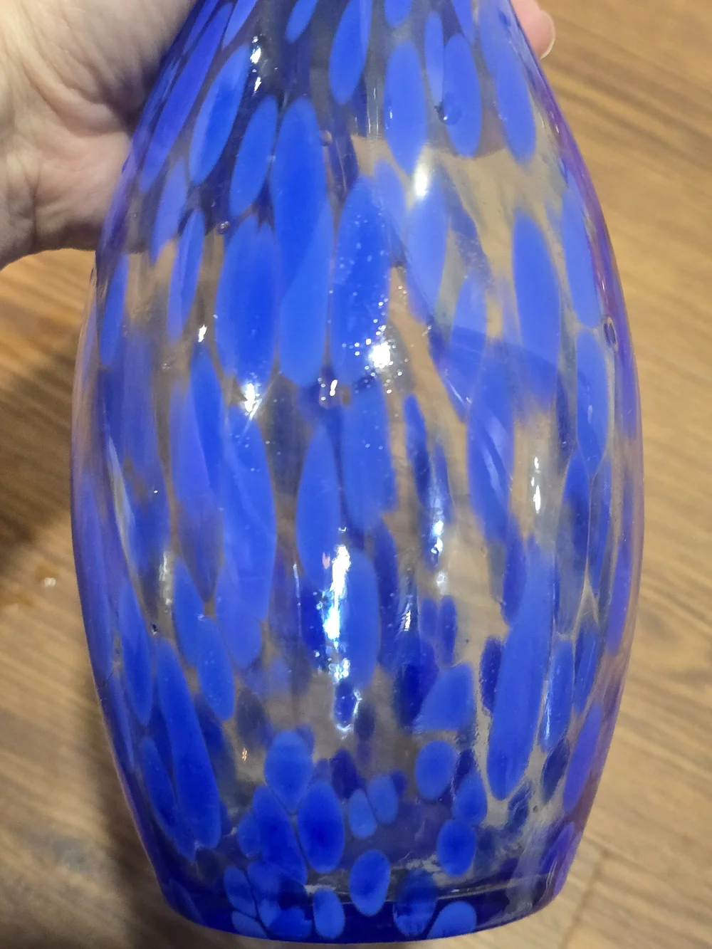 VTG Hand Blown Art Glass Spatter Amphora Vase Trio Set
